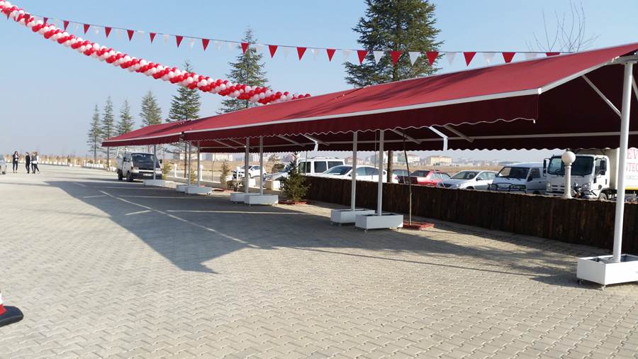 DGN Kırşehir tente imalatı,motorlu tente kumandalı tente,kışlık şeffaf kapatma tente,bahçe şemsiyesi
